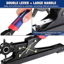 Load image into Gallery viewer, WORKPRO Desktop Leather Hole Punch Set, Rotary Belt Hole Puncher for Leather, 6 Punch Sizes, Heavy Duty Leather Hole Punch Tool for Leather Belts, Dog Collars, Watch Band, Saddles, Shoes, Home DIY
