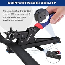 Load image into Gallery viewer, WORKPRO Desktop Leather Hole Punch Set, Rotary Belt Hole Puncher for Leather, 6 Punch Sizes, Heavy Duty Leather Hole Punch Tool for Leather Belts, Dog Collars, Watch Band, Saddles, Shoes, Home DIY
