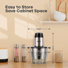 Load image into Gallery viewer, GANIZA Food Processors, Electric Food Chopper with Meat Grinder &amp; Vegetable Chopper - 2 Bowls (8 Cup+8 Cup) with Powerful 450W Copper Motor - Includes 2 Sets of Bi-Level Blades for Fruits/Meat/Nuts
