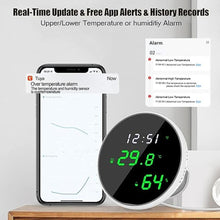 Load image into Gallery viewer, WiFi Room Thermometer Indoor Hygrometer: Smart Temperature Humidity Monitor with LED Backlit Display, Free Data Storage Export, Digital Temperature Humidity Sensor Compatible with Alexa
