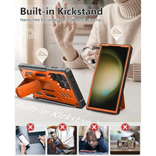 Load image into Gallery viewer, FNTCASE for Samsung Galaxy S23-Ultra Case: Military Grade Drop Proof Protection Mobile Cover with Kickstand | Matte Textured Rugged Shockproof TPU | Protective Sturdy Phone Case - Orange
