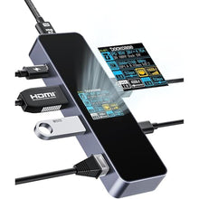 Load image into Gallery viewer, DOCKCASE Visual Smart USB C Hub (6-in-1) with HDMI Port 4K@60Hz, Gigabit Ethernet, USB-C and 2 USB-A 5Gbps Data Ports, 100w PD Power Delivery, for MacBook Air, MacBook Pro, XPS, and More
