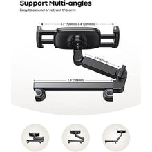 Load image into Gallery viewer, Lamicall Car Headrest Tablet Holder - [3 in 1 Extension Arm] Adjustable Tablet Car Mount for Back Seat, Road Trip Essentials for Kids, for 4.7-11" Tablet Like iPad Pro, Air, Mini, Galaxy, Fire, Black
