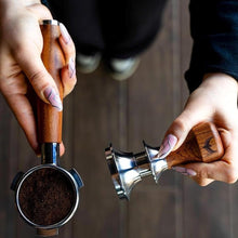 Load image into Gallery viewer, 58mm Tamper For Espresso Machines V2 KNODOS Rosewood Self Leveling and Double Spring Loaded Design Calibrated Coffee Tamper With Gift Box
