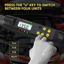 Load image into Gallery viewer, 1/2 Inch Drive Digital Torque Wrench, 12.5-250.8 Ft.lb/17-340 Nm Electronic Torque Wrench, ±2% Accuracy with Preset Value, Data Storage, Buzzer and LED Flash Notification for Motorcycle, Car

