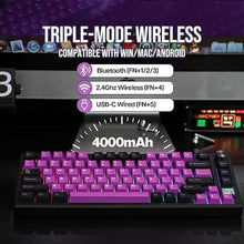 Load image into Gallery viewer, EPOMAKER TH80 SE Gasket 75% Mechanical Keyboard, NKRO Hot Swappable RGB 2.4Ghz/ Bluetooth 5.0/ Wired Gaming Keyboard with Poron/EVA Foam, 4000mah Battery (Black Purple, Flamingo Switch)
