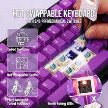 Load image into Gallery viewer, EPOMAKER TH80 SE Gasket 75% Mechanical Keyboard, NKRO Hot Swappable RGB 2.4Ghz/ Bluetooth 5.0/ Wired Gaming Keyboard with Poron/EVA Foam, 4000mah Battery (Black Purple, Flamingo Switch)

