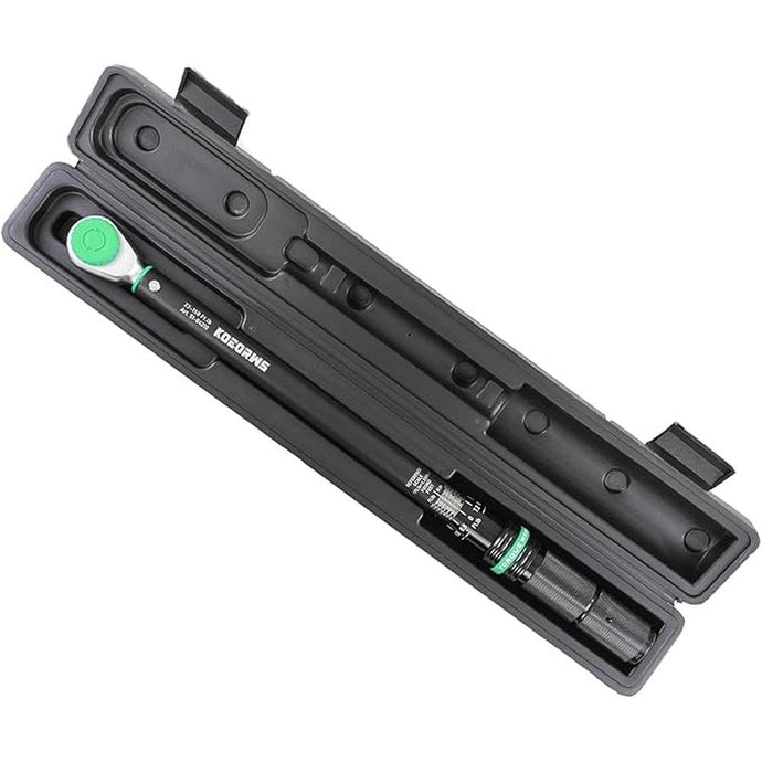 1/2-Inch Drive Click Torque Wrench, 22-150 Ft.lb/29.8-203.4 Nm Dual-direction Torque Wrench with ±3% High Precision, Dual Range Scales, Quick Release Reversible Head for Motorcycle, Car