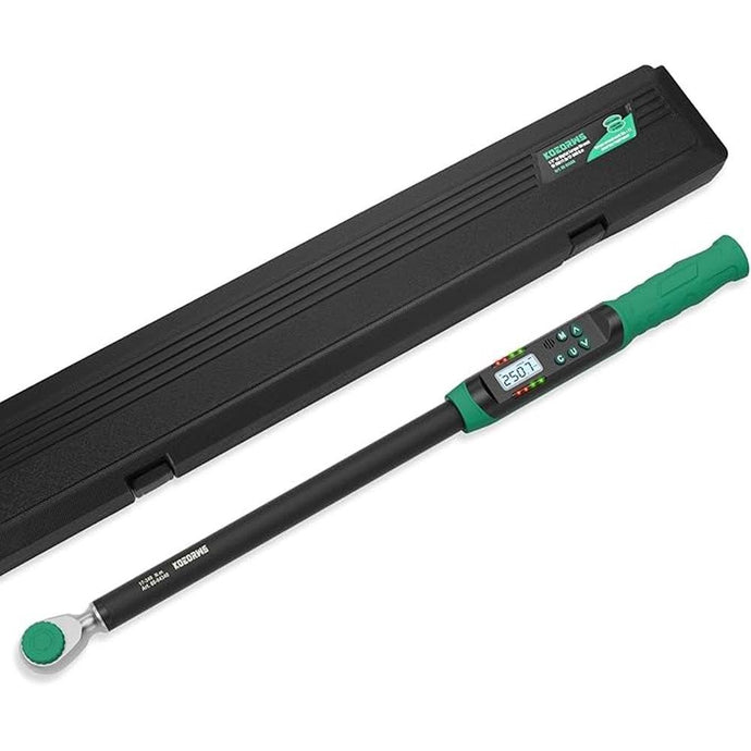 1/2 Inch Drive Digital Torque Wrench, 12.53-250.7Ft.lb/17-340N.m, Long Electronic Torque Wrench with Preset Value, Buzzer & LED Indicator, 2% Accuracy for Bike, Motorcycles, Car