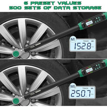 Load image into Gallery viewer, 1/2 Inch Drive Digital Torque Wrench, 12.53-250.7Ft.lb/17-340N.m, Long Electronic Torque Wrench with Preset Value, Buzzer &amp; LED Indicator, 2% Accuracy for Bike, Motorcycles, Car
