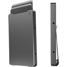 Load image into Gallery viewer, Groove Life Groove Wallet Gun Metal with Money Clip Men&#39;s Minimalist Low Profile Aluminum Credit Card Holder with Magnetic Thumb Swipe, RFID Blocking, Lifetime Coverage
