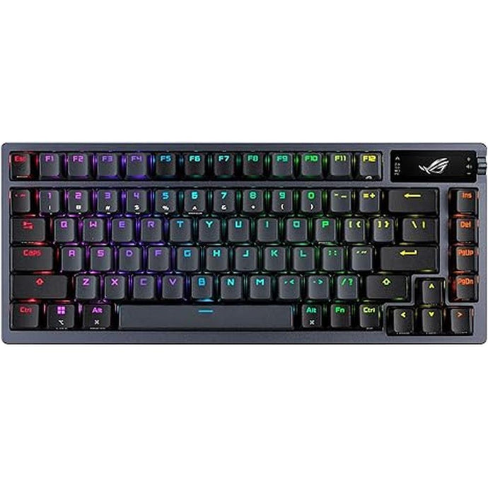 ASUS ROG Azoth 75% Wireless DIY Custom Gaming Keyboard, OLED Display, Gasket-Mount, Three-Layer Dampening, Hot-Swappable Pre-lubed ROG NX Blue Switches & Keyboard Stabilizers, ABS Keycaps, RGB-Black