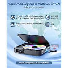 Load image into Gallery viewer, Mini DVD Player HDMI, DESOBRY 1080P HD Small Compact DVD Player for Smart TV with All Region Free, DVD CD Player with AV Output, USB/TF Card Input, Remote Control, Support PAL/NTSC
