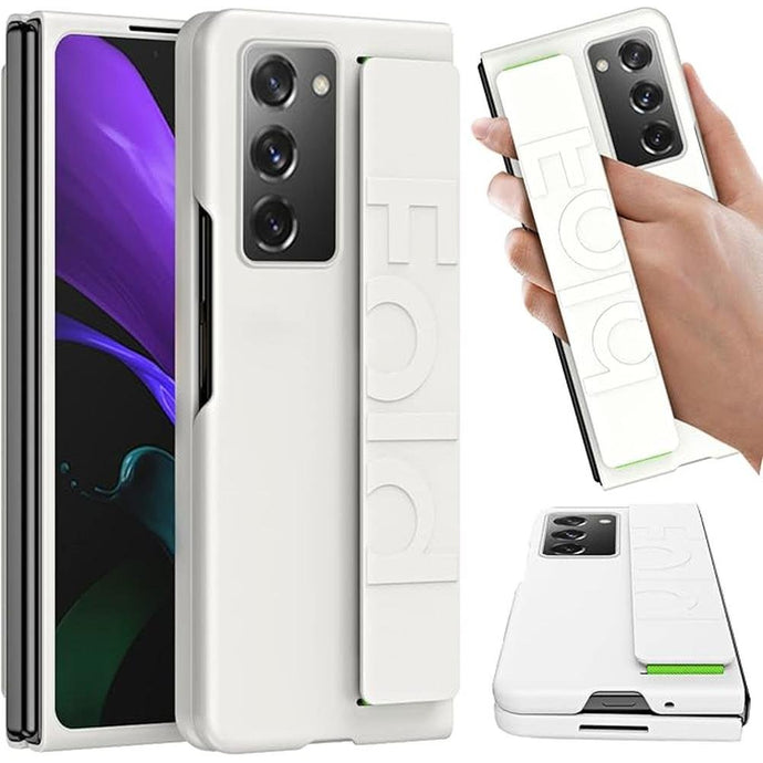 NINKI Compatible Samsung Galaxy Z Fold 2 Case with Strap,Anti-Scratch Shockproof PC Wristband Cover Thin Protective Case for Samsung Galaxy Z Fold 2 Phone Case White,Samsung Z Fold 2 Case Women Men