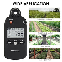 Load image into Gallery viewer, Quantum PAR Meter Full-Spectrum High Precision PPFD Tester for Photosynthetic Activity of Indoor and Outdoor Plants 400-700nm Light Lux Tester

