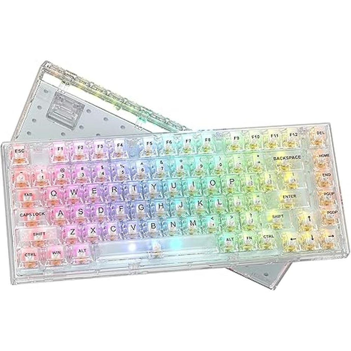 Womier 75% Percent Keyboard, Gasket Mount Mechanical Gaming Keyboard, 82 Keys Wired Custom Keyboard RGB Clear Hot Swappable Pre-lubed Switch for Mac/Win (K75 White)