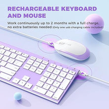 Load image into Gallery viewer, Wireless Keyboard and Mouse, Vssoplor 2.4GHz Rechargeable Compact Quiet Full-Size Keyboard and Mouse Combo with Nano USB Receiver for Windows, Laptop, PC, Notebook-Lavender Purple
