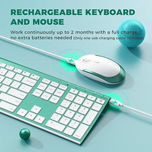 Load image into Gallery viewer, Wireless Keyboard and Mouse, Vssoplor 2.4GHz Rechargeable Compact Quiet Full-Size Keyboard and Mouse Combo with Nano USB Receiver for Windows, Laptop, PC, Notebook-Blackish Green
