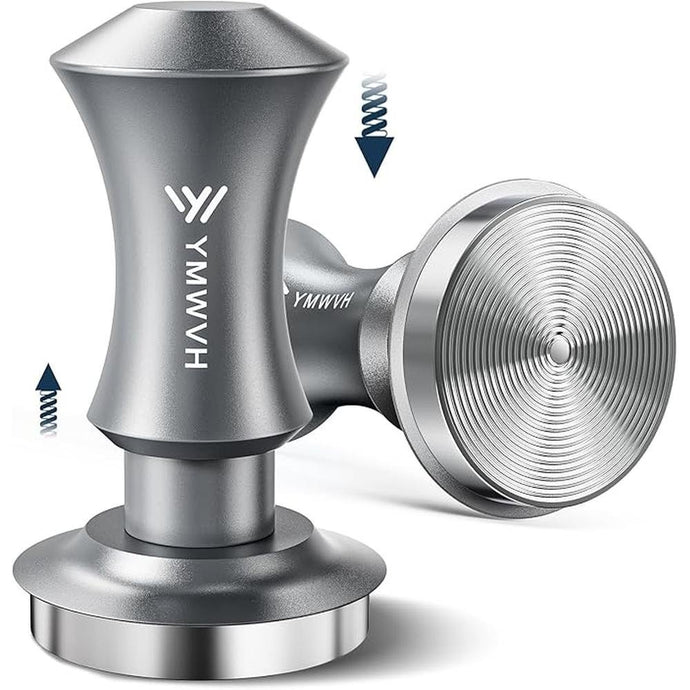 51mm Espresso Tamper, YMWVH Premium Barista Espresso Coffee Tamper Silver with Dual Spring Loaded 100% Stainless Steel Ripple Base, Constant 30lb, Compatible with Delonghi Espresso Coffee Machine