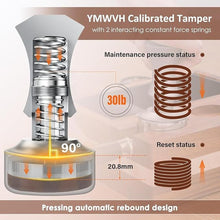 Load image into Gallery viewer, 51mm Espresso Tamper, YMWVH Premium Barista Espresso Coffee Tamper Silver with Dual Spring Loaded 100% Stainless Steel Ripple Base, Constant 30lb, Compatible with Delonghi Espresso Coffee Machine

