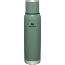 Load image into Gallery viewer, Stanley Adventure-to-Go Vacuum Bottle 1.4 qt | Wide Mouth with Leakproof Cup Lid | Keep Drinks Hot or Cold | Packable for Travel | Insulated Stainless Steel Thermos | BPA-Free | Hammertone Green
