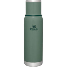 Load image into Gallery viewer, Stanley Adventure-To-Go Vacuum Bottle 1.1 qt | Wide Mouth with Leakproof Cup Lid | Keep Drinks Hot or Cold | Packable for Travel | Insulated Stainless Steel Thermos | BPA-Free | Hammertone Green
