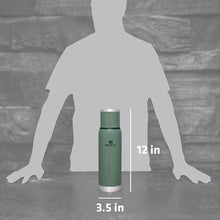 Load image into Gallery viewer, Stanley Adventure-To-Go Vacuum Bottle 1.1 qt | Wide Mouth with Leakproof Cup Lid | Keep Drinks Hot or Cold | Packable for Travel | Insulated Stainless Steel Thermos | BPA-Free | Hammertone Green
