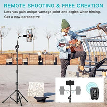 Load image into Gallery viewer, 74&quot; Flexible Phone Tripod, Tall Cell Phone Tripod with Adjustable Gooseneck &amp; Remote, Portable Phone Stand Tripod for Video Recording, Overhead Cellphone Tripod, Compatible with iPhone Android
