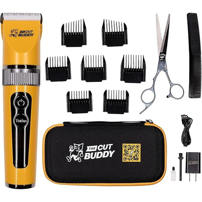 The Cut Buddy Clipper & Grooming Set, Cordless Hair & Beard Trimmer with 7 Guards, Titanium Blades, Waterproof, Beginner-Friendly Kit