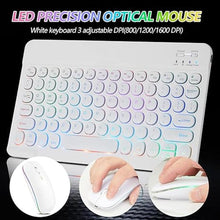 Load image into Gallery viewer, Bluetooth Keyboard and Mouse Combo for iPad - Rechargeable Wireless Keyboard &amp; Mouse with 7-Color Backlit Compatible with iPad 9th/8th Gen, iPad Pro/Air/Mini, iPhone14/13/12 Pro, Round Keys White
