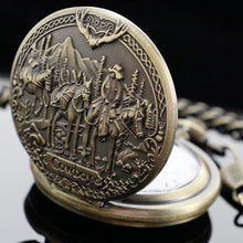 Load image into Gallery viewer, Tiong Pocket Watch Classic 3D Pattern Design Quartz Pocket Watch with Chain Birthday Christmas Gifts for Men Women
