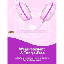 Load image into Gallery viewer, Kids Headphones for School, 3.5mm Jack Wired Headphones for Kids with Safe Volume Limiter, HD Stereo Sound On-Ear Girls Boys Toddler Headphones for Tablet, iPad, Kindle(Pink)
