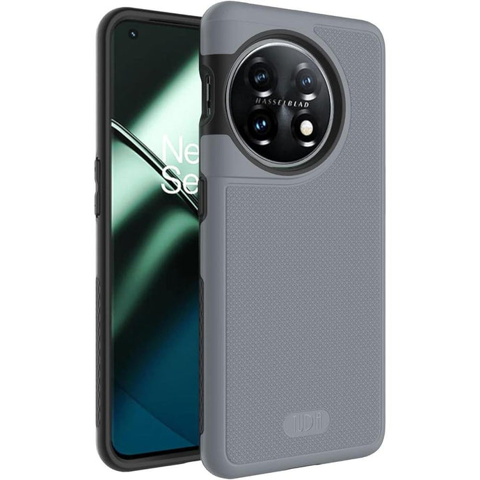 TUDIA DualShield Grip Designed for OnePlus 11 Case 5G (2023), [MergeGrip] Dual Layer Shockproof Slim Military Grade Non-Slip Tough Heavy Duty Protective Phone Case Cover - Gray