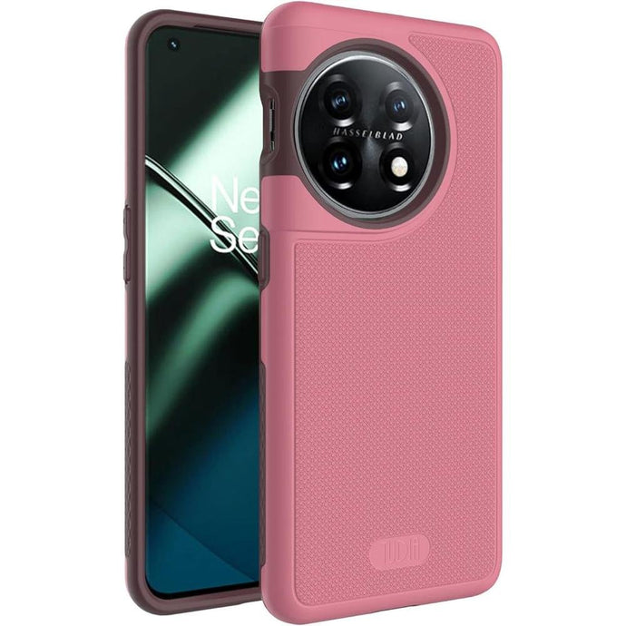 TUDIA DualShield Grip Designed for OnePlus 11 Case 5G (2023), [MergeGrip] Dual Layer Shockproof Slim Military Grade Non-Slip Tough Heavy Duty Protective Phone Case Cover - Smokey Pink