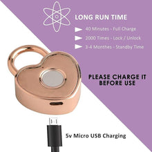 Load image into Gallery viewer, Heart Shaped Fingerprint Padlock, Small Smart Padlock for Gym Locker, Backpag, School, Mailbox, Travel Suitcase (Rose Gold)
