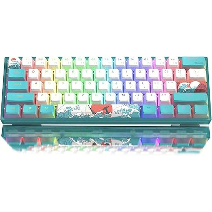 Womier 60% Percent Keyboard, WK61 Mechanical RGB Wired Gaming Keyboard, Hot-Swappable Keyboard with Blue Sea PBT Keycaps for Windows PC Gamers - Linear Red Switch