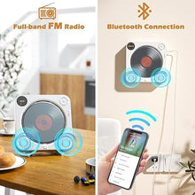 Load image into Gallery viewer, Desobry Portable Bluetooth CD Player with Speakers Wall CD Player for Home with Remote Control FM Radio Digital Screen Headphone Jack Support AUX
