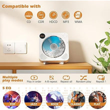 Load image into Gallery viewer, Desobry Portable Bluetooth CD Player with Speakers Wall CD Player for Home with Remote Control FM Radio Digital Screen Headphone Jack Support AUX
