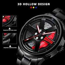 Load image into Gallery viewer, Watch for Men with Quartz Movement Spinning Car Wheel Rim Hub Stainless Steel Luminous Pointer Waterproof Sport Casual Wristwatch
