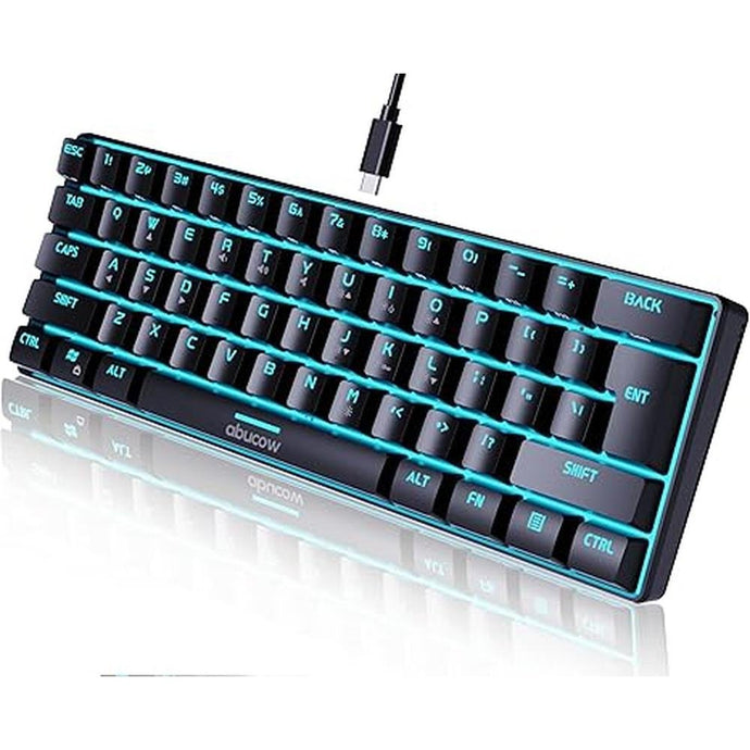 abucow Gaming Keyboard Minimalist Portable Wired Ultra-Compact Mini Imitation 61 Keys RGB Backlit Keyboard (Black)