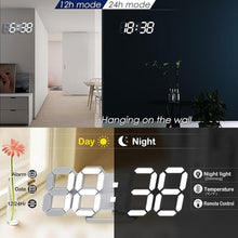 Load image into Gallery viewer, KOSUMOSU Wall Clock 15" 3D LED Digital Clock for Bedroom,Large Digital Wall Clock for Living Room Decor,Modern Aesthetic Led Clock with Remote Control
