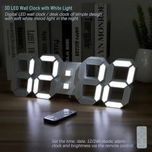 Load image into Gallery viewer, KOSUMOSU Wall Clock 15" 3D LED Digital Clock for Bedroom,Large Digital Wall Clock for Living Room Decor,Modern Aesthetic Led Clock with Remote Control

