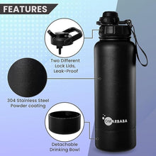 Load image into Gallery viewer, 32oz Vacuum Insulated Water Bottle With 8oz Hidden Compartment, Infuser, Dual Lids with Locker, Stainless Steel Infusion Water Bottle Keeps Drinks Cold For 24hrs &amp; Hot For 12hrs
