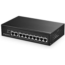 Load image into Gallery viewer, Binardat 10 Port Gigabit POE Switch, 8 POE+ Ports 1000Mbps, 2 Gigabit Uplink, IEEE802.3af/at, 120W Internal Power Supply, Metal Case Unmanaged Plug and Play
