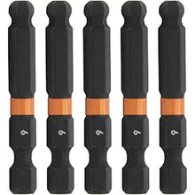Load image into Gallery viewer, Ball-End Hex 6mm Impact Driver Bit - Railer Allen Wrench Drill Hex Bits. 1/4 Quick Release S2 Steel 2 inch 6mm Ball-End Hex Bits. (5 Pack)
