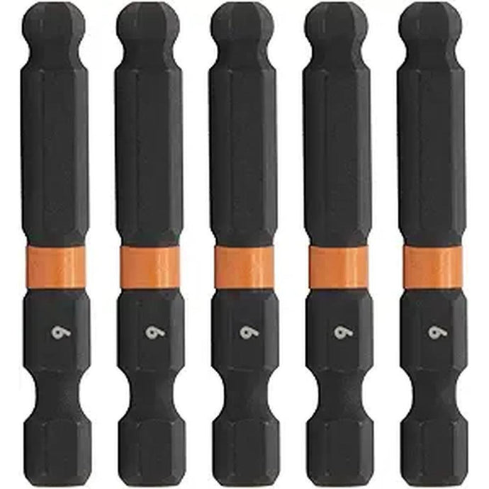 Ball-End Hex 6mm Impact Driver Bit - Railer Allen Wrench Drill Hex Bits. 1/4 Quick Release S2 Steel 2 inch 6mm Ball-End Hex Bits. (5 Pack)