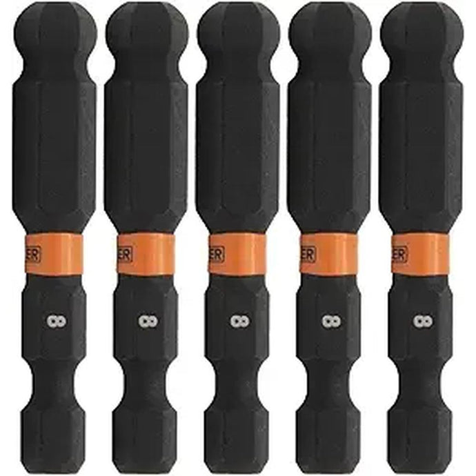 Ball-End Hex 8mm Impact Driver Bit - Railer Allen Wrench Drill Hex Bits. 1/4 Quick Release S2 Steel 2 inch 8mm Ball-End Hex Bits. (5 Pack)