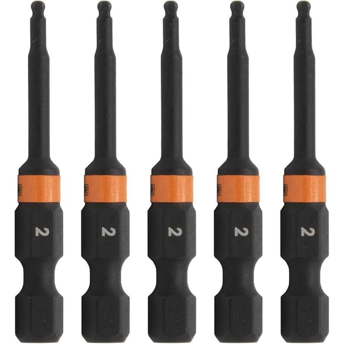 Ball-End Hex 2mm Impact Driver Bit - Railer Allen Wrench Drill Hex Bits. 1/4 Quick Release S2 Steel 2 inch 2mm Ball-End Hex Bits. (5 Pack)