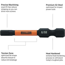 Load image into Gallery viewer, Hex 7/64" Impact Driver Bit - Railer Allen Wrench Drill Hex Bits. 1/4 Quick Release S2 Steel 2 inch 7/64" Hex Bits. (5 Pack)
