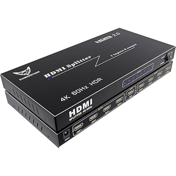 8 Port HDMI Splitter - Ultra HD 4K HDMI Splitter 1 in 8 Out, HDMI 2.0, HDCP 2.0, 18 Gbps 4K@60Hz 8 Way Outputs, Auto Scaling, 3D Audio Video Sync, Extra Long Distance (1x8)